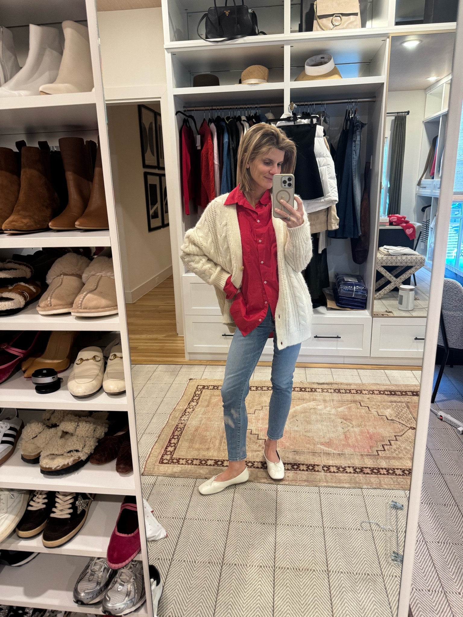 Top - Mango (wearing size 4)
Sweater - Jenni Kayne
Shoes - Everlane 
Jeans are old - linked similar 