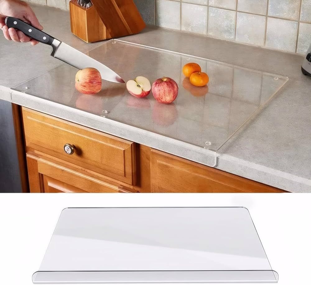 Acrylic Cutting Board with Counter Lip, 18"x14" Large Clear Cutting Board for Kitchen Countertop,... | Amazon (US)