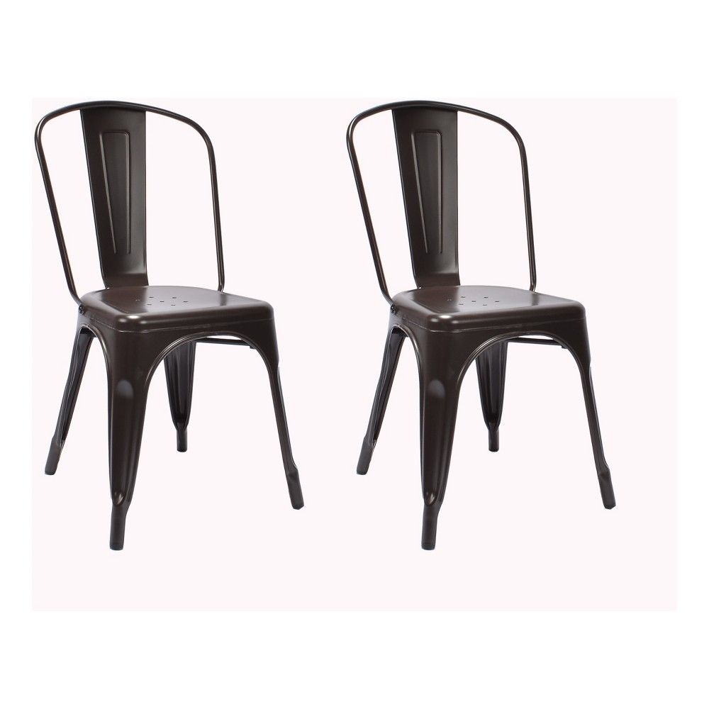 Carlisle High Back Metal Dining Chair Set of 2 - Antique Brown - Ace Bayou, Adult Unisex, Size: 2 Pack - Ships Flat | Target
