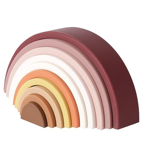 BESSENTIALS Silicone Stacking Rainbow, Silicone Baby Stacking Toys, Preschool Toys Boho Baby Toys, Stacking Toy & Teething Toys, 10 Pacs Baby Toys,Rainbow Stacker for Kids and Babies.BPA-Free. | Amazon (US)