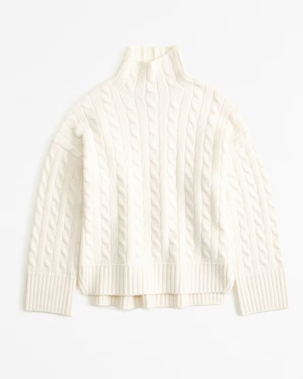 Women's Cable Easy Funnel Neck Sweater | Women's Tops | Abercrombie.com | Abercrombie & Fitch (US)