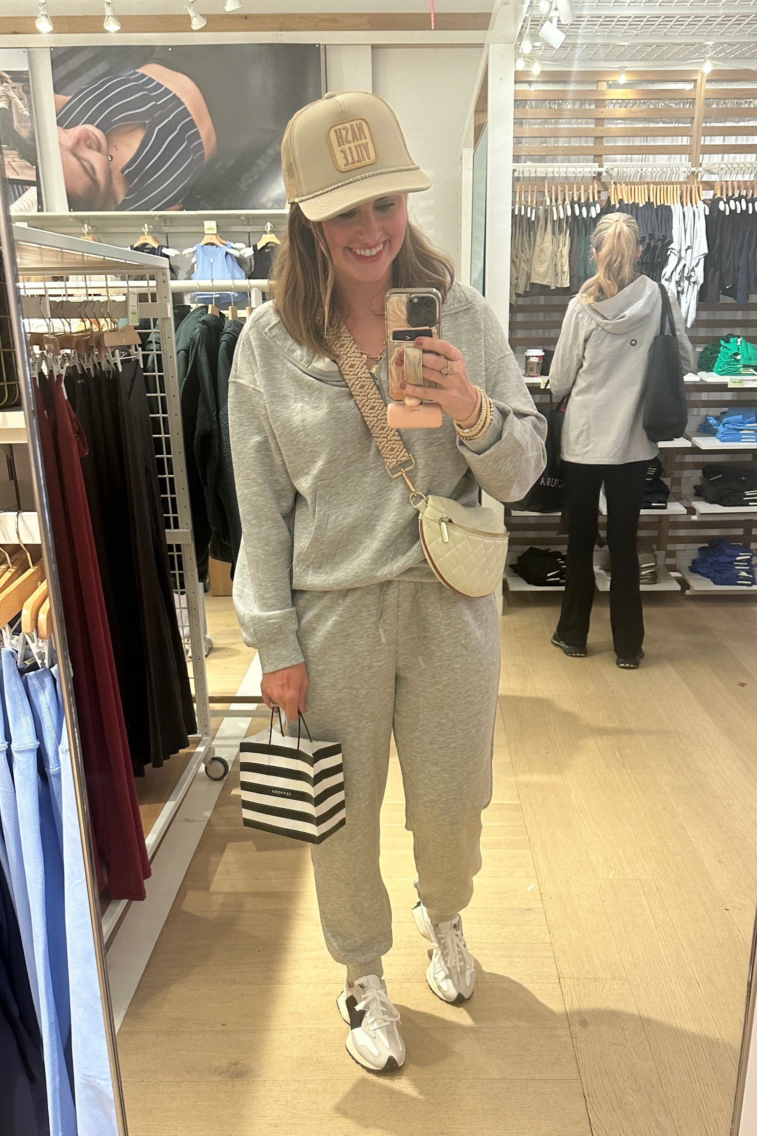 Airport travel outfit!!! Comfy casual outfit for traveling back from Nashville. Stopped to get some new makeup at Sephora! 

Wearing a size m in this two piece travel lounge set— ps these look and feel like Spanx air essentials line without the major price tag. 👏🏼



#LTKFindsUnder50 #LTKStyleTip #LTKVideo