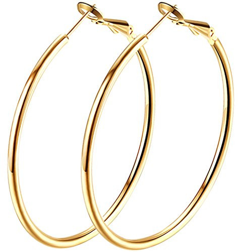 Large Hoop Earrings, Fashion Jewelry Gold Plated Big Hoop Earrings for Women Sensitive Ears | Amazon (US)
