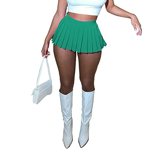 Women's Mini Pleated Skirts Sexy Club Y2k High Wiast Stretchy Tennis Skater A-line Skirt | Amazon (US)