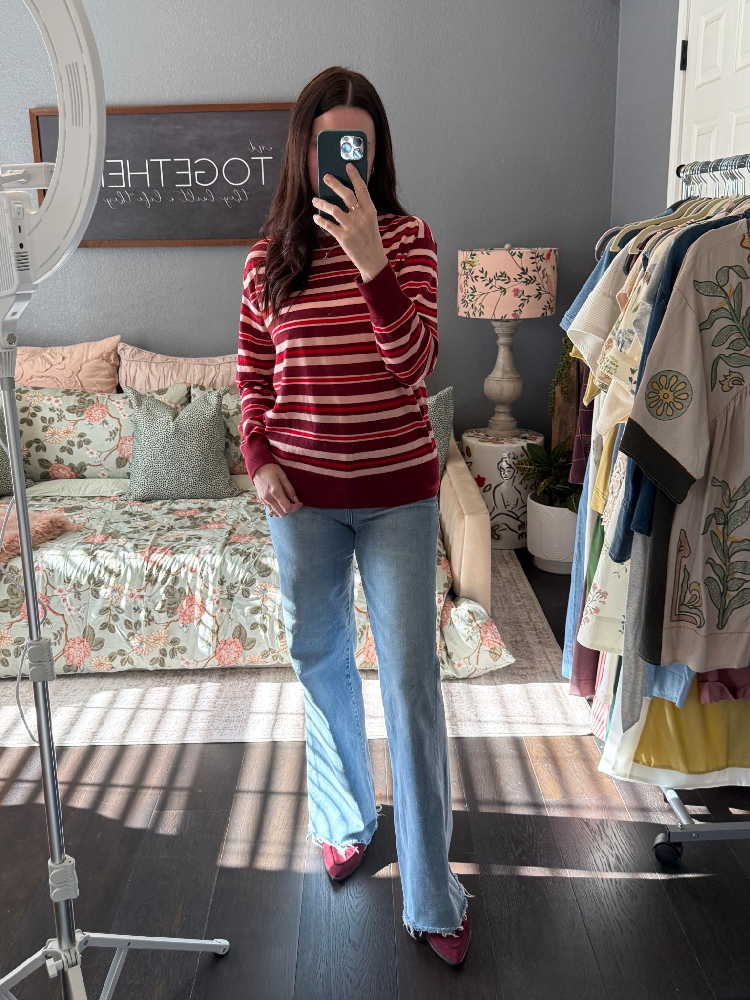 This outfit is giving cozy chic 🍂✨ 

Perfect for fall days when you want to look put together but stay comfy all day long. The striped cashmere sweater adds the cutest pop of color, and those flared jeans + trending suede loafers? Total outfit upgrade 😍

🍁 Easy to wear. Effortlessly stylish.

🛍️ Grab it now and make fall your runway! ⬇️

#LTKShoeCrush #LTKSeasonal #LTKStyleTip