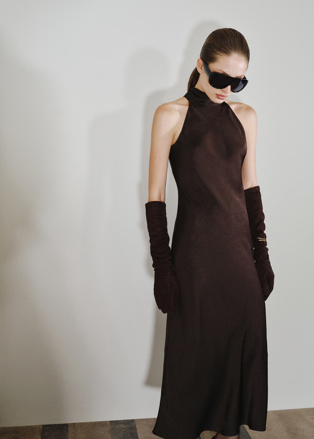 Satin dress with creased effect - Women | MANGO USA | Mango (US/MX/AU)