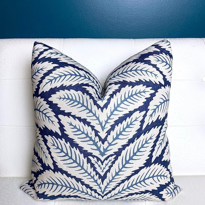 Talavera Cushion Cover Blue White Pillow Covers Linen Pillowcase Brunschwig Fils Pillow Indigo Pi... | Amazon (US)