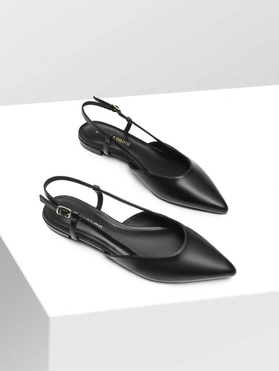 LocalWomen Flats Slingback Pointed Toe Elegant Lady Ballet Flats With Adjustable Buckle Strap Chi... | SHEIN