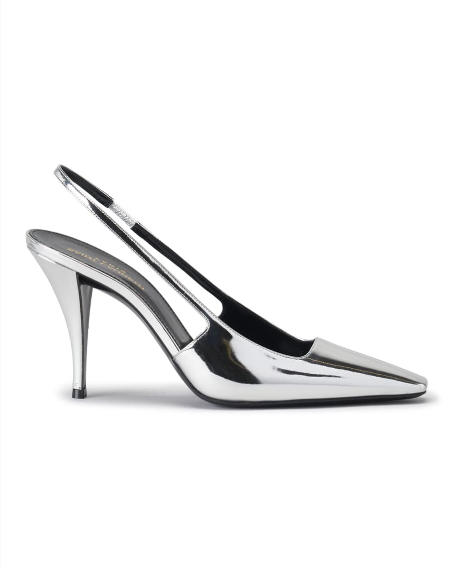 Saint Laurent Blade Metallic Slingback Pumps | Neiman Marcus