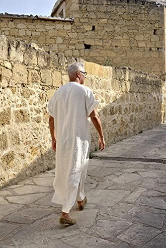 COOFANDY Men's V-Neck Linen Robe Short Sleeve Kaftan Thobe Long Gown Casual Shirt for Beach, Summ... | Amazon (US)