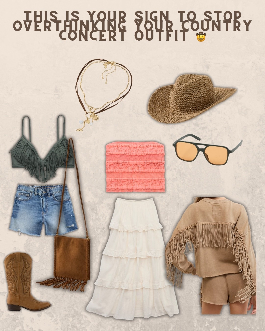 Country concert outfits made EASY 🤠multiple outfit options and colors, so you can pick your vibe!
Boots, fringe & the perfect tops — all affordable & linked so you can copy the look

#countryconcert #concertoutfit #summervibes #country