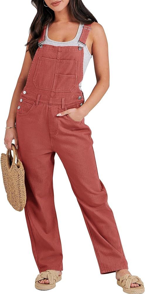 ANRABESS Women's Overalls Casual Loose Fit Adjustable Strap Denim Bib Overall Jeans Pants Jumpsui... | Amazon (US)