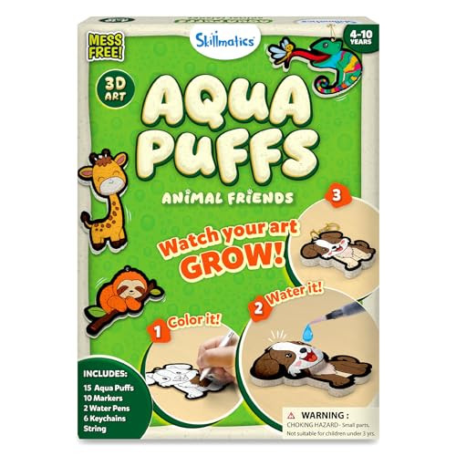 Skillmatics 3D Art Kit - Aqua Puffs Animals, Stocking Stuffers, Paint by Number Craft for Kids, D... | Amazon (US)