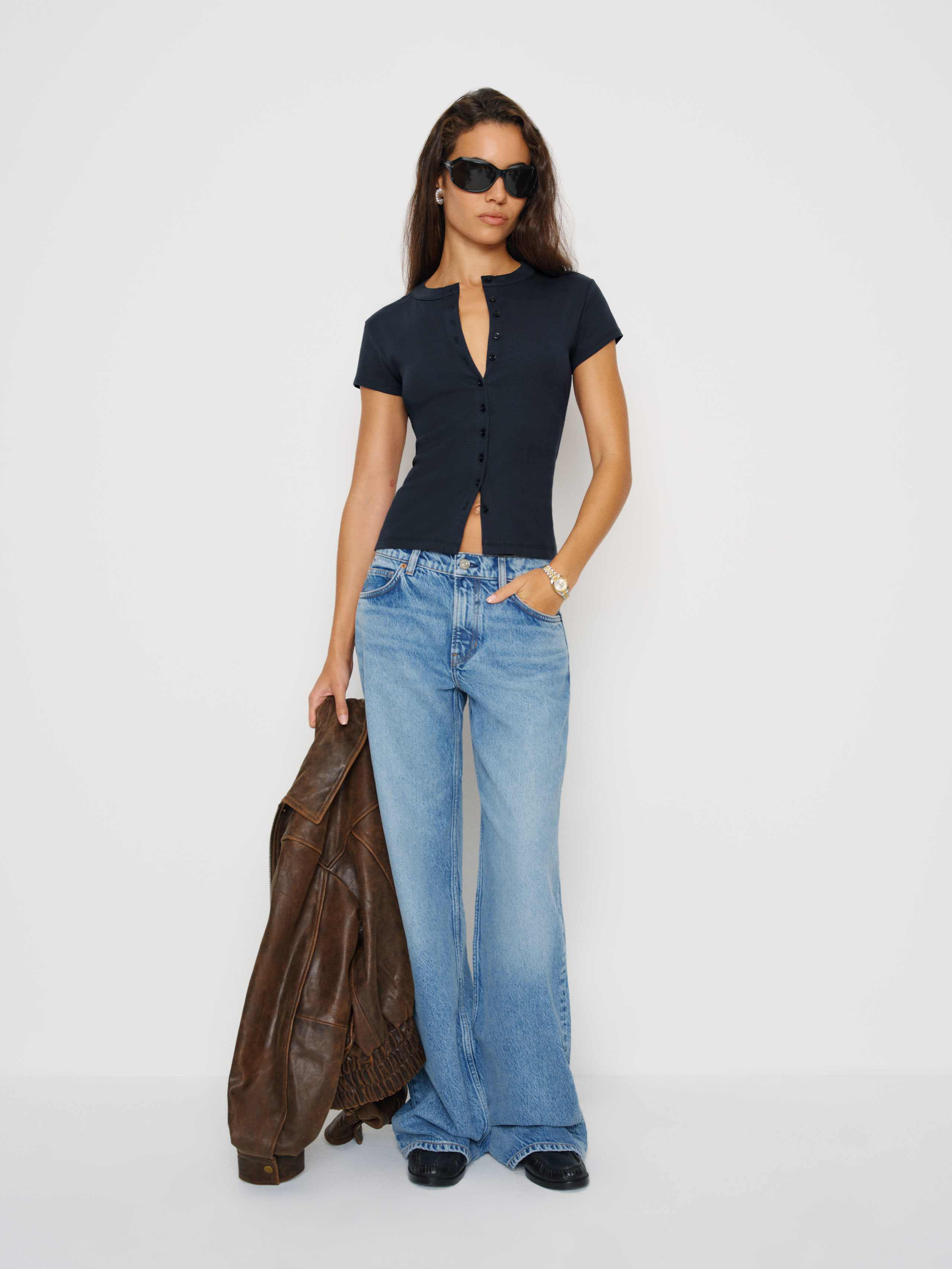 Reformation Raelynn Knit Top Blue Small | Reformation (Global)