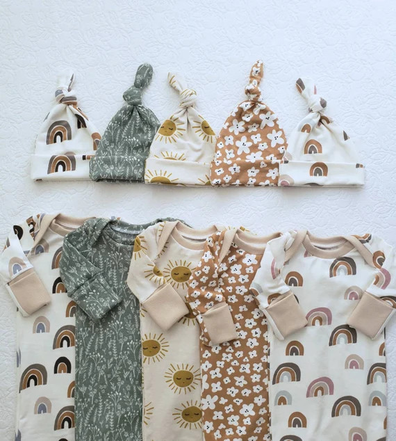 Organic Newborn Knotted Sleeper Gown Gender Neutral Baby Boy | Etsy | Etsy (US)