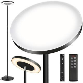 Double Side Lighting 71 in. Black Dimmable and Color Temperature Adjustable LED Torchiere Floor Lamp | The Home Depot