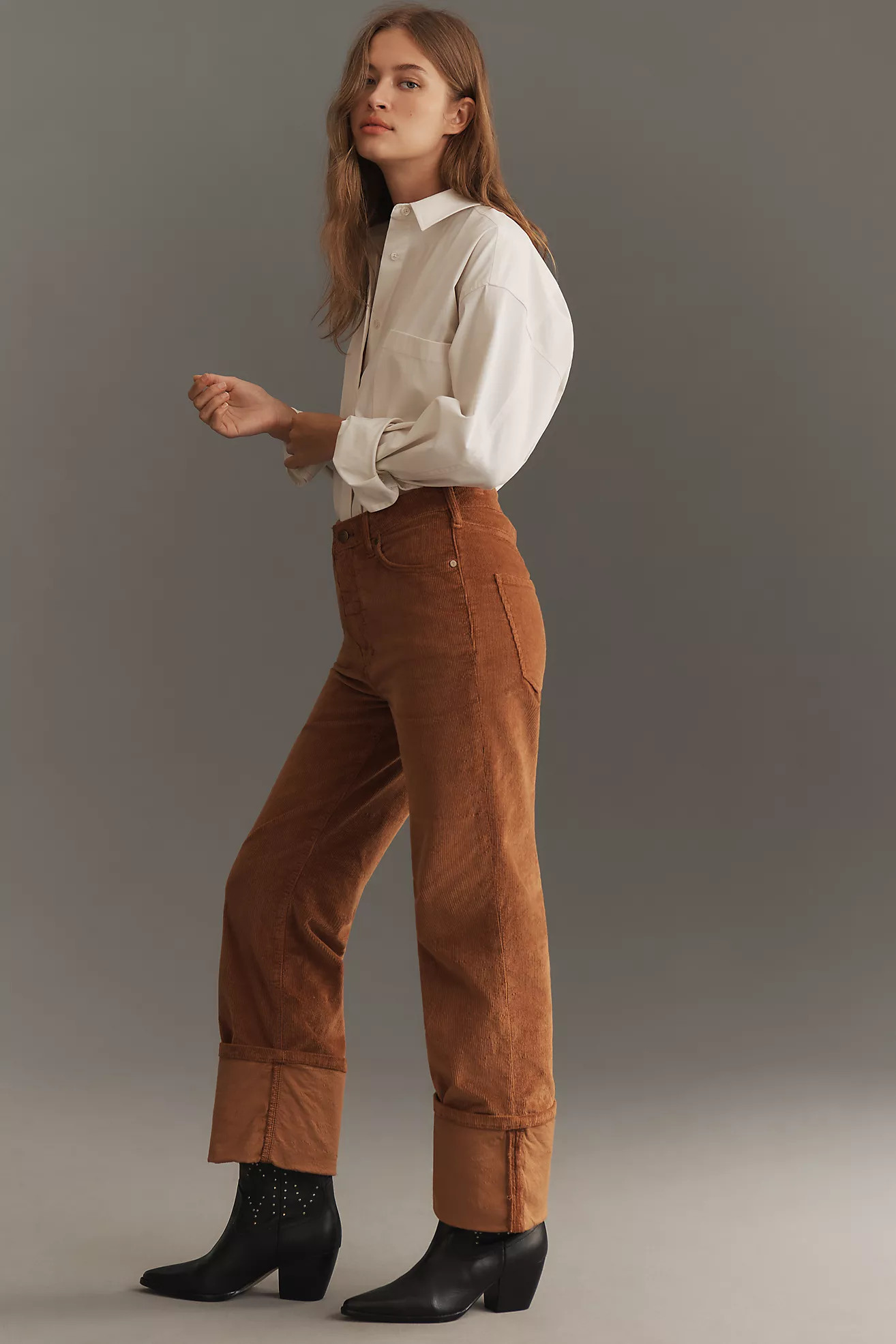 The Scotty Cuffed High-Rise Straight-Leg Jeans by Pilcro: Corduroy Edition | Anthropologie (US)