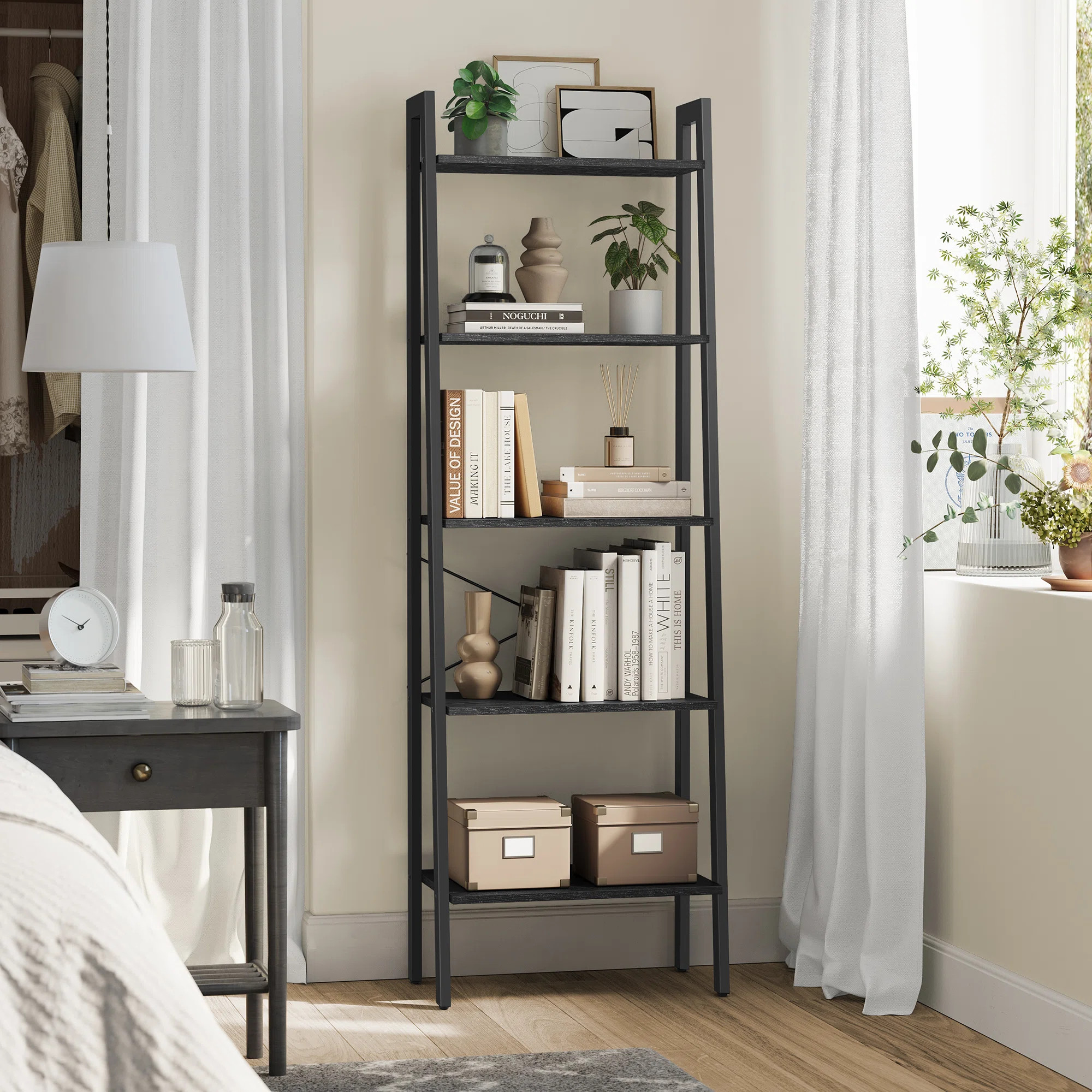 Jabari 67.7" H x 22" W Metal Ladder Bookcase | Wayfair North America