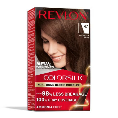 Revlon ColorSilk Permanent Hair Color with Bond Repair Complex - 47 Medium Rich Brown - 4.4 fl oz | Target