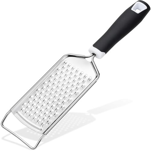 Rainspire Professional Cheese Graters for Kitchen Stainless Steel Handheld, Metal Lemon Zester Grater With Handle For Cheese, Chocolate, Spices, Kitchen Gadgets And Tools, Soft Grip Handle, Black | Amazon (US)