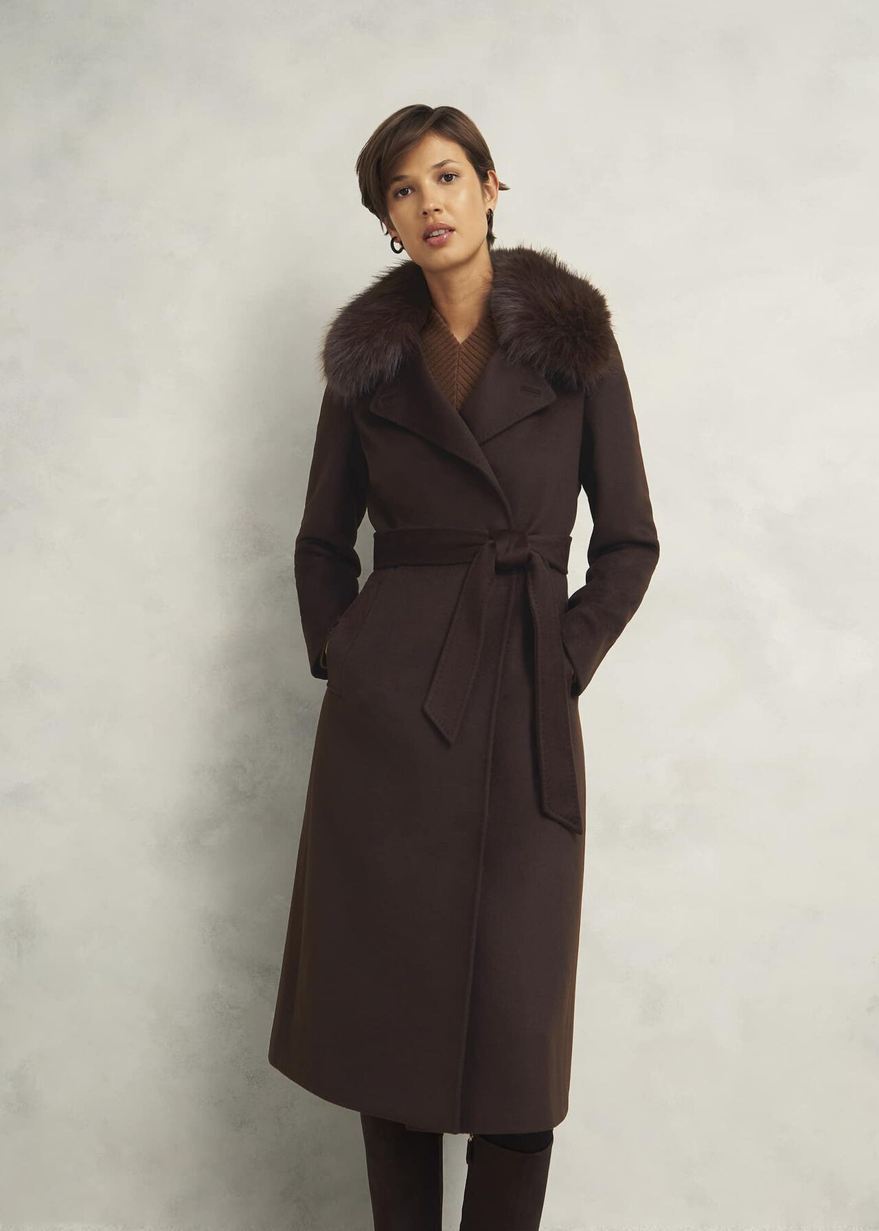 Livia Wool Coat With Faux Fur | Hobbs UK | | Hobbs