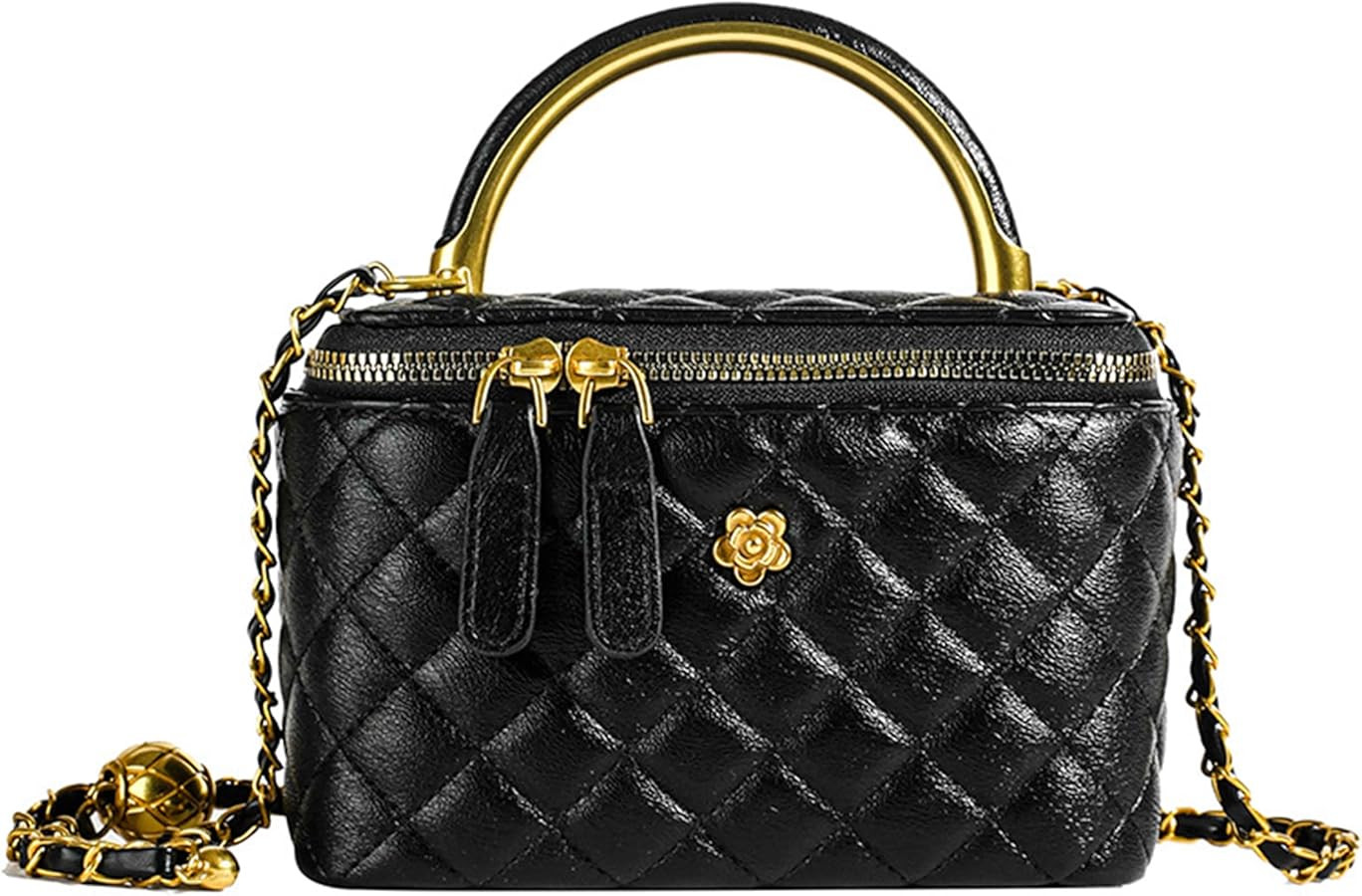 Mini Quilted Square Box Bag For Women\uff0cTop-Handle Crossbody Handbag With Metal Chain Strap Va... | Amazon (CA)