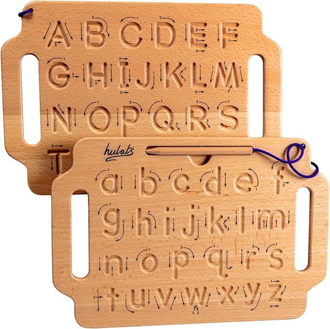 Learn to Write - Portable Wooden Alphabet Tracing Board - Tracing Letters for Kids Ages 3-5 - Mon... | Amazon (US)