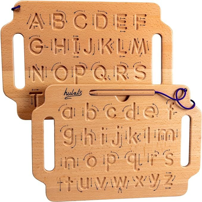 Learn to Write - Portable Wooden Alphabet Tracing Board - Tracing Letters for Kids Ages 3-5 - Mon... | Amazon (US)
