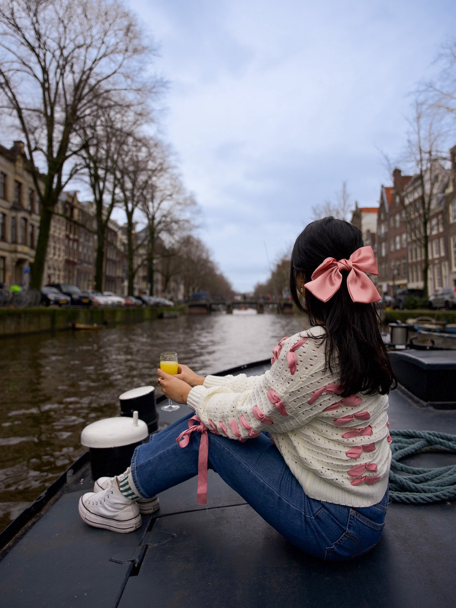 White and Pink bow sweater from Amazon 