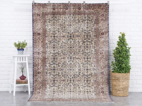 5x8 Vintage Rug Beige Turkish Area Rug Bedroom Rug Neutral - Etsy Canada | Etsy (CAD)