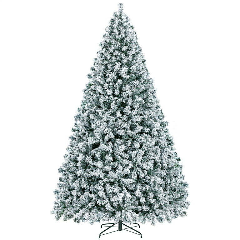 Yaheetech 9Ft Pre-lit Flocked Artificial Christmas Tree with Foldable Stand and Warm Lights, Gree... | Walmart (US)