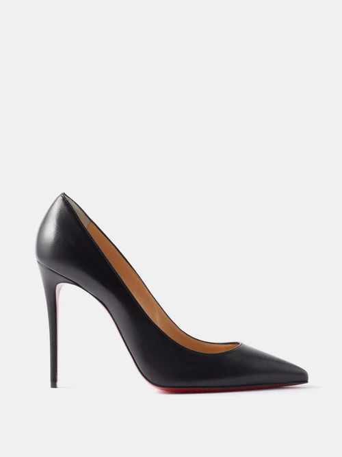 Christian Louboutin - Kate 100 Point-toe Leather Pumps - Womens - Black | Matches (UK)