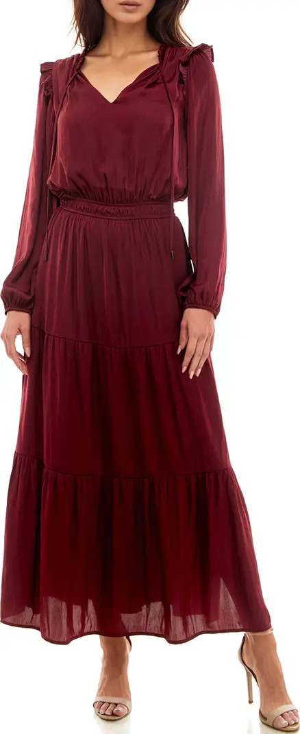 Socialite Tie Neck Long Sleeve Maxi Dress | Nordstrom | Nordstrom