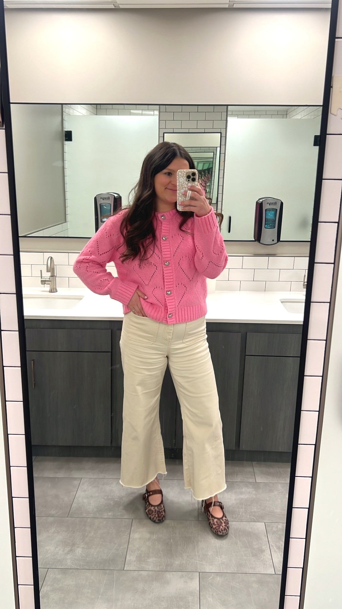 Valentines outfit but work friendly💕

Valentines outfit / valentines sweater / pink sweater / pink hearts / heart sweater / galentines / workwear / mom style / mom work outfit / mom outfit / working mom / work pants / jeans / leopard flats / work shoes / comfy outfit / teacher outfit / mom friendly / trending jeans / wide leg jeans / creme jeans / ivory jeans / creme denim 

#LTKValentine #LTKootd #LTKWorkwear