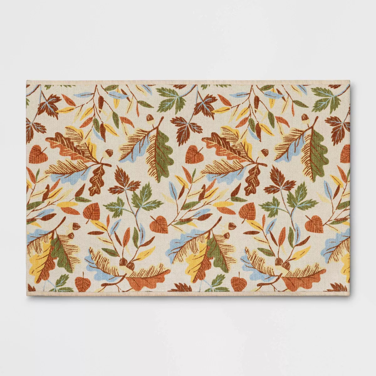 2'x3' Washable Leaf Harvest Scatter Woven Accent Rug Cream/Orange/Green - Room Essentials™ | Target