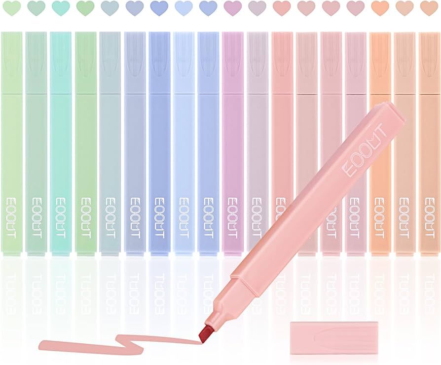 EOOUT 18pcs Aesthetic Cute Pastel Highlighters with Assorted Colors, Bible Highlighters and Pens ... | Amazon (US)