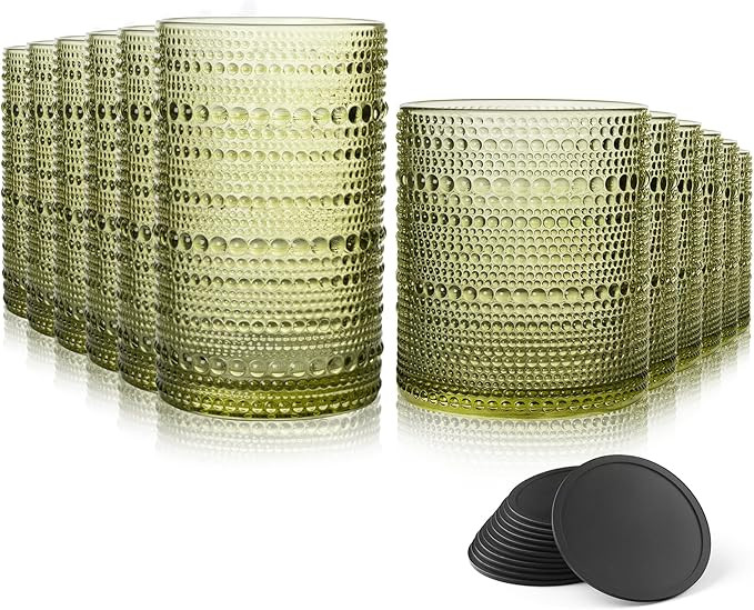 Hobnail Drinking Glasses Set of 12 Count, Vintage Glassware, Old Fashioned Glasses, 6 Highball Bu... | Amazon (US)