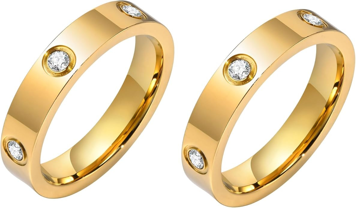 Love Gold Rings for Women - 18K Gold Plated Stainless Steel Cubic Zirconia Friendship Ring Band W... | Amazon (US)