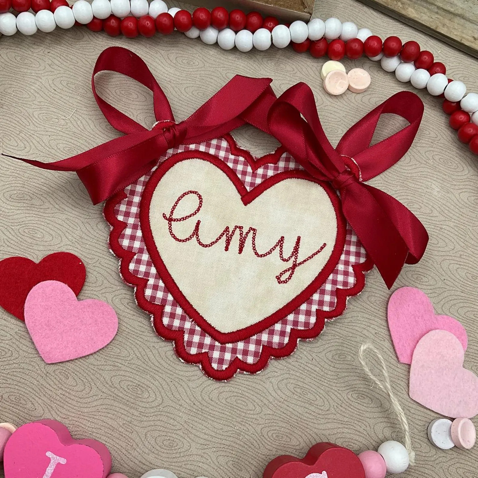 ITH Scalloped Edge Heart Name Tag Banner - Valentines Heart Tag - Basket Name Tag - In The Hoop G... | Etsy (US)