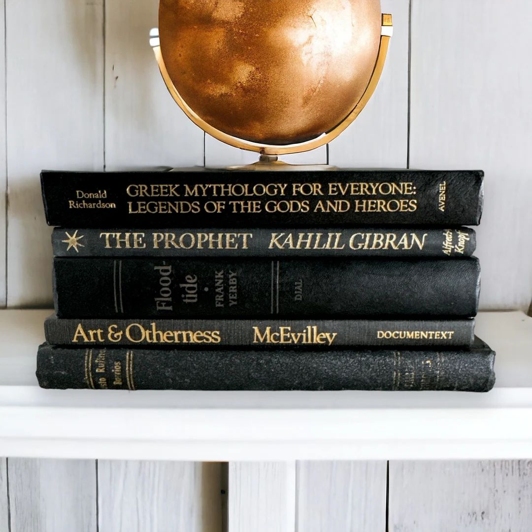 Vintage Black and Gold Books, Old Black Book Collection, Interior Decorator or Home Staging Books... | Etsy (US)