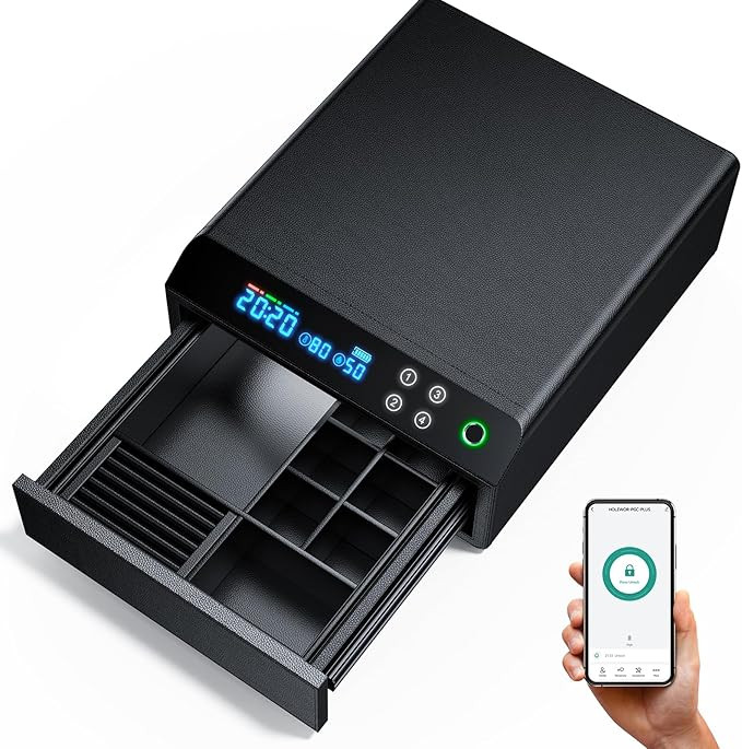 Jewelry Safe, Slide Out Biometric Jewelry Box Quick Access Bluetooth APP Small Drawer Safe for Me... | Amazon (US)