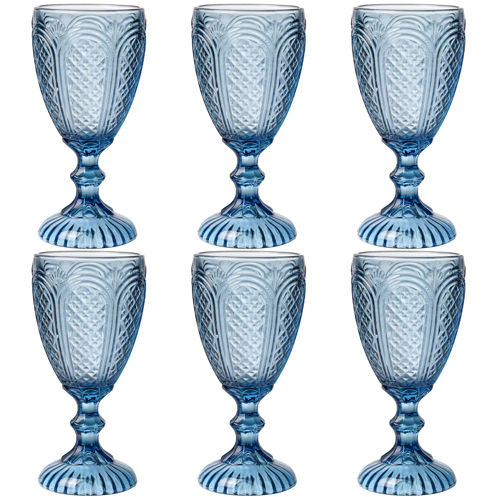 Blue Wine Glasses set of 6,Blue glass goblets made from Solid glass colors, vintage color glasswa... | Amazon (US)