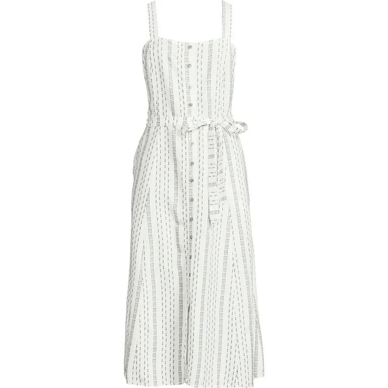 Time and Tru Women's Sleeveless Button Front Dress with Belt, Sizes XS-XXXL | Walmart (US)