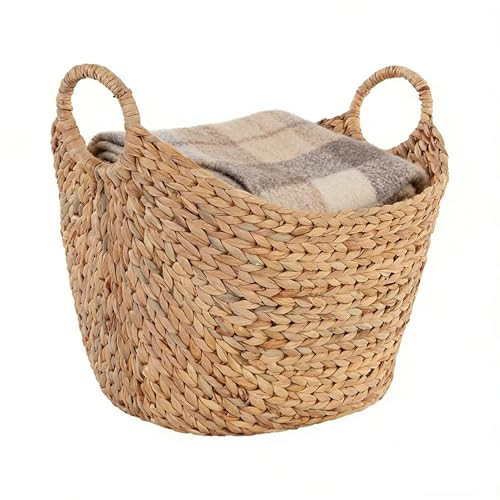 Extra Large Water Hyacinth Woven Storage Basket, 19.3"x14.2"x16.9" Decorative Wicker Organizer with Handles and Durable Steel Frame for Living Room & Bedroom | Amazon (US)