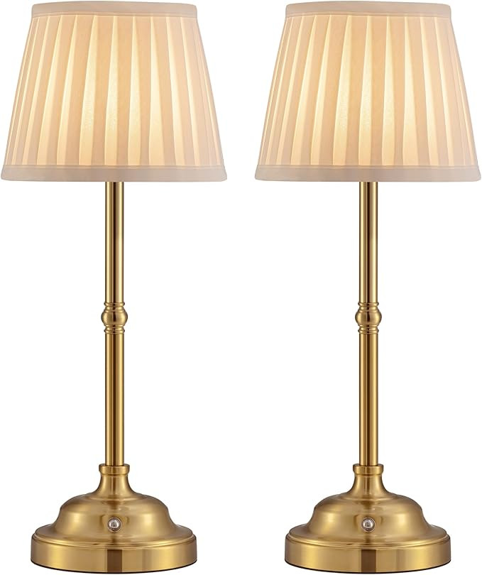 KDG Cordless LED Table Lamp Set of 2, Portables Fabric Shade Desk Lamps, 5000mAh Rechargeable Bat... | Amazon (US)