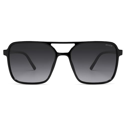 SOJOS Trendy Vintage Aviator Square Sunglasses Womens Men SJ2327 Black | Amazon (US)