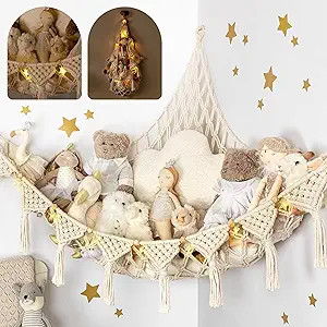 Stuffed Animal Hammock Corner | Sturdy Handcrafted Stuffed Animal Net | 4mm Double Macrame Cord S... | Amazon (US)