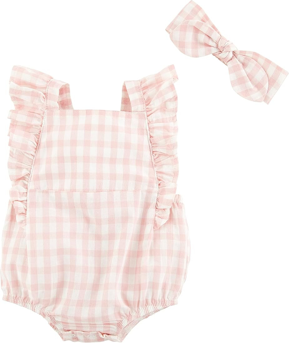 Mud Pie baby-girls Girls Pink Gingham Bubble & Headband Set | Amazon (US)