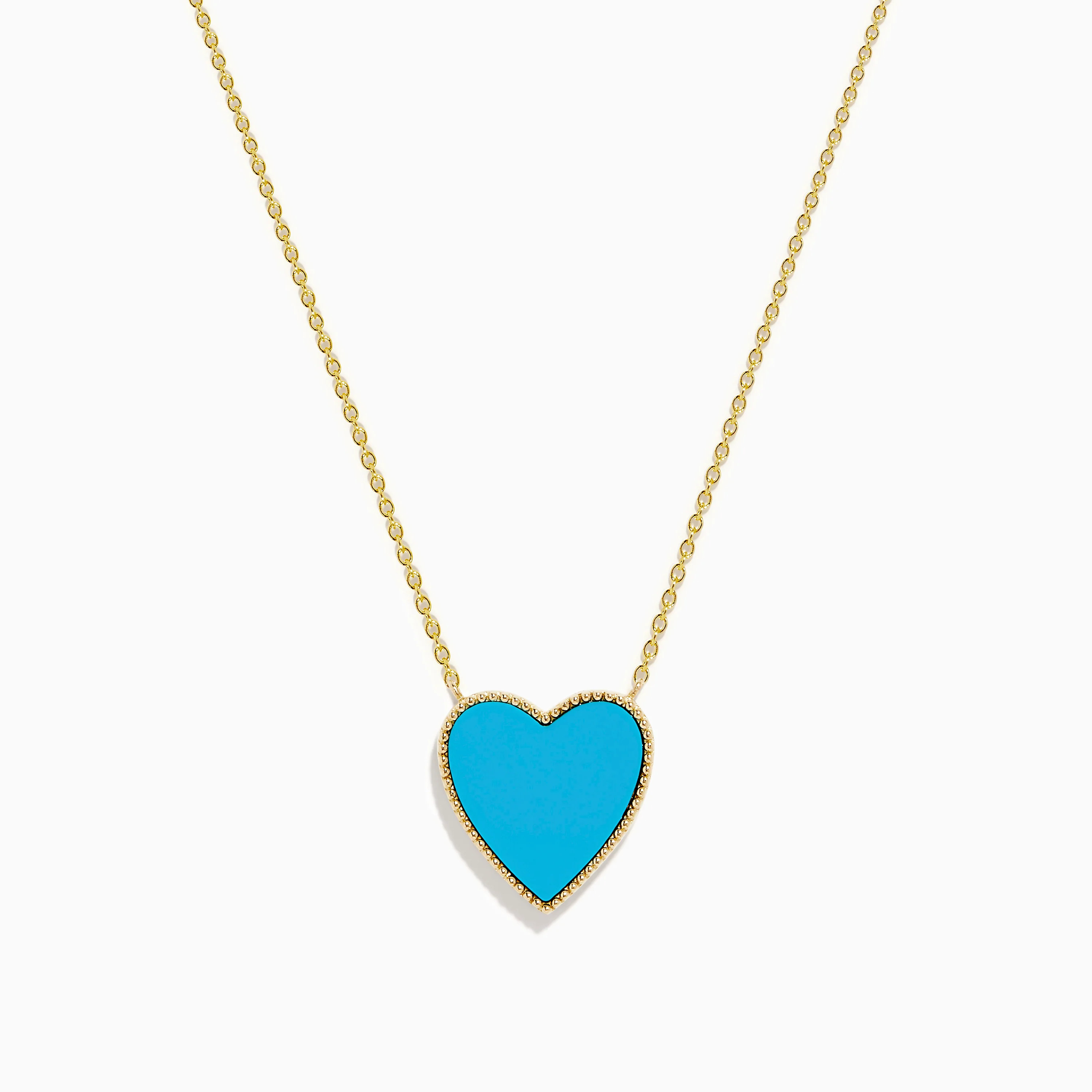 14K Gold Turquoise and Diamond Reversible Heart Necklace | Effy Jewelry