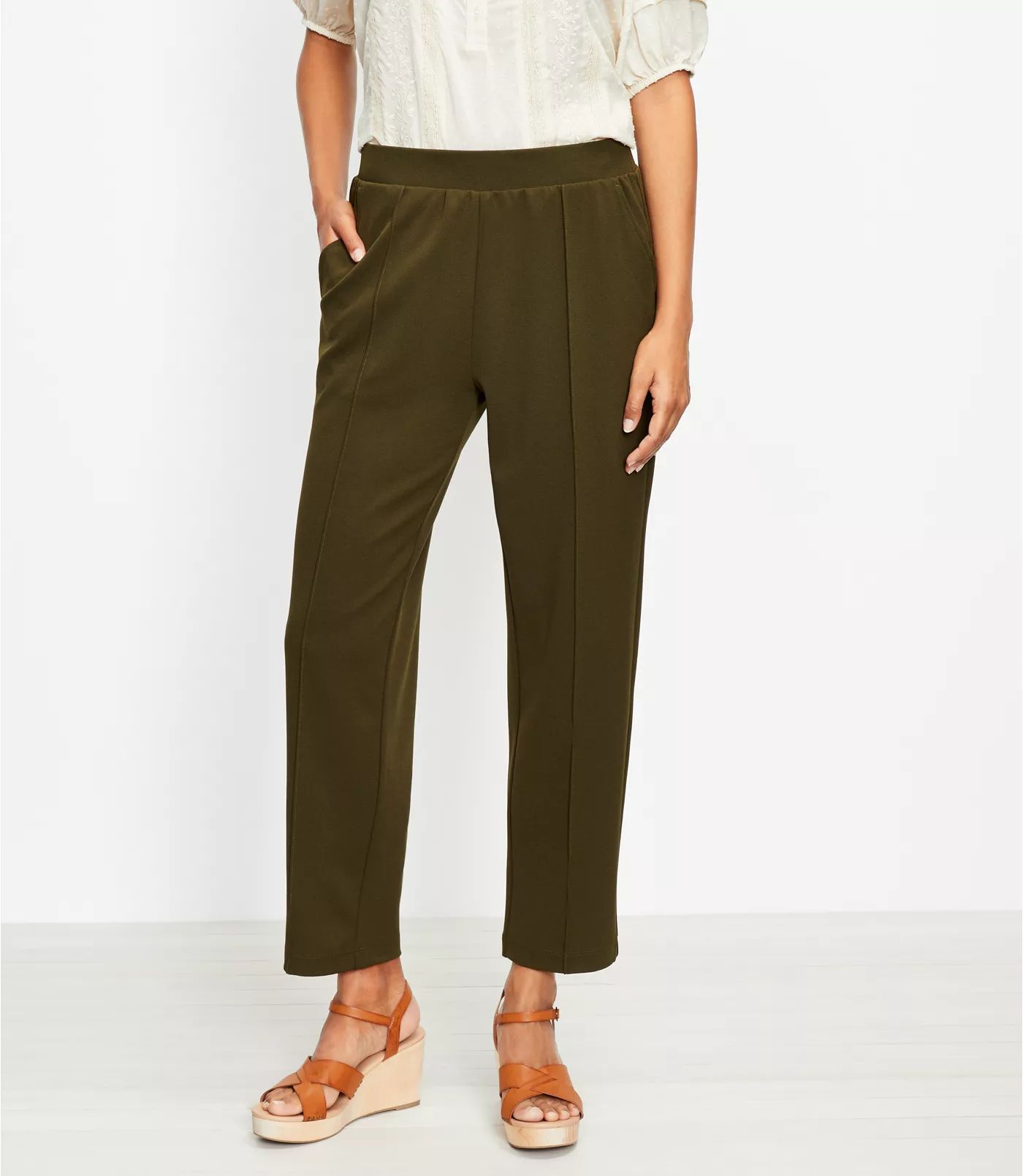 Petite Pintucked Tapered Pants in Crepe | LOFT